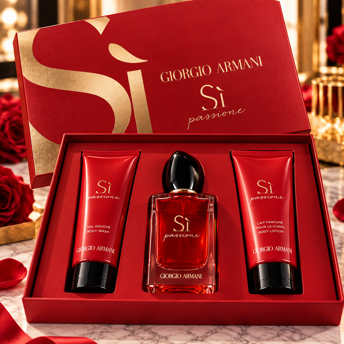 Coffret Giorgio Armani Sì Passione – Eau de Parfum + Body Wash + Body Lotion